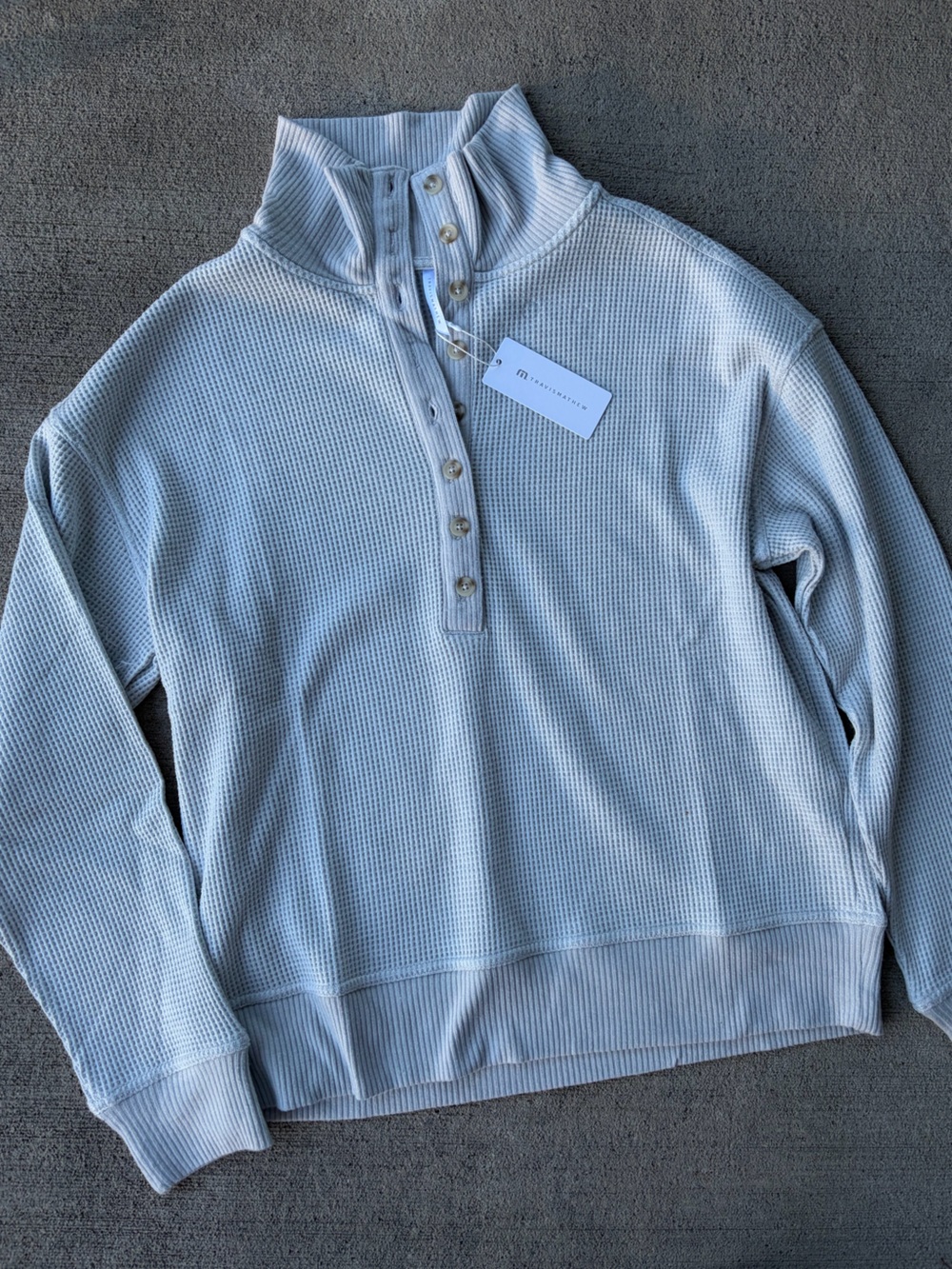 Travis Mathew long weekend comfort long sleeve Henley top light heather grey